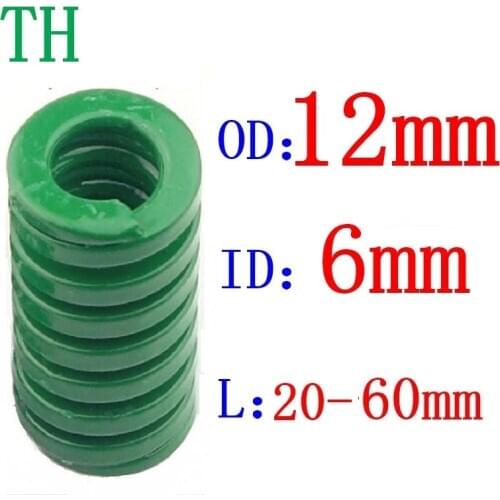 2Pcs Green spring (heavy load) Spiral Stamping Compression Die Spring Outer Diameter 12mm Inner Diameter 6mm Length 20-60mm