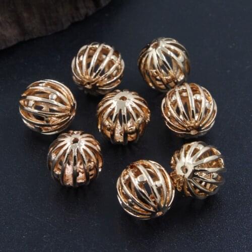 20pcs 9mm Silver KC gold Color Brass Metal Casted Hollow Round Spacer Beads Bracelet Beads High Quality DIY Jewelry Accessories