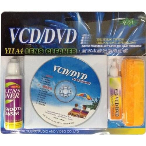 4 in 1 DVD VCD-ROM Lens Cleaner Compact Disc Dry/Wet Lens Cleaning