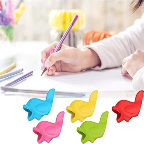 5Pcs Silicone Ergonomic Writing Aid Dolphin and Handle Style Pencils Grips Fit for Kids, Students and Adults, Assorted Colors