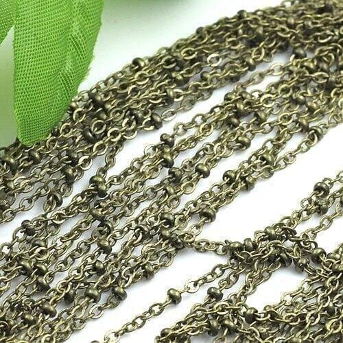 Free shipping!!!! 100m/lot DIY jewelry finding-bronze flat chain with 2mm ball chain