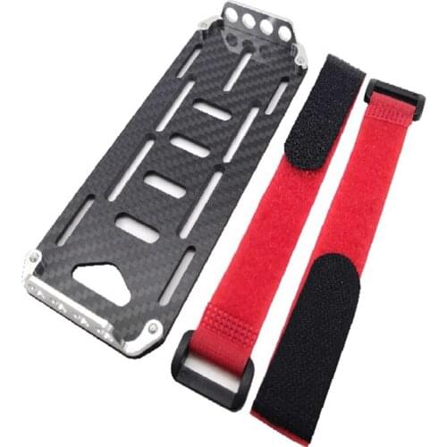 Black Carbon Fiber Battery Mounting Plate with Cable Ties, for 1/10 RC AXIAL SCX10 Tracked Vehicles