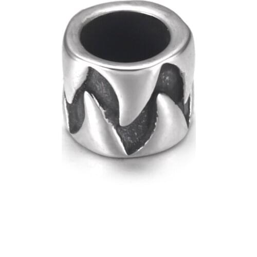 Stainless Steel Cylinder Bead Indented Polished 5mm Large Hole Metal Beads Bracelet Charms DIY Jewelry Making Accessories