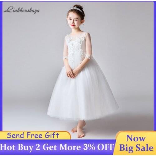 Kids Dresses For Girls Elegant Princess Dress Girl Formal Evening Party Dress Flower Girl Lace Wedding Evening Long Dress 3-15 Y