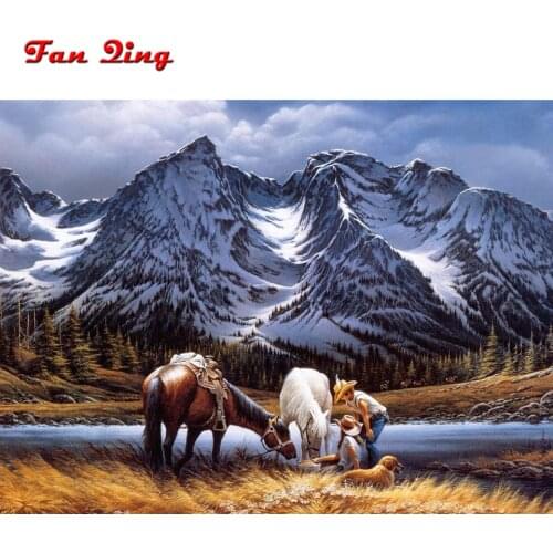 Winter Snow Mountain Farm Diamond Painting Square Round Full Drill nouveaute DIY Mosaic Embroidery Cross Stitch Scenic Picture