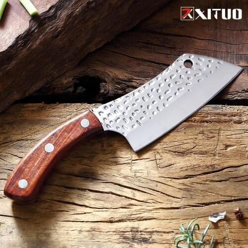 XITUO Handmade Forged Beef knife High Carbon Stainless Steel Chef Knife Sharp Cleaver Kitchen Knife Rosewood Handle Cooking Tool