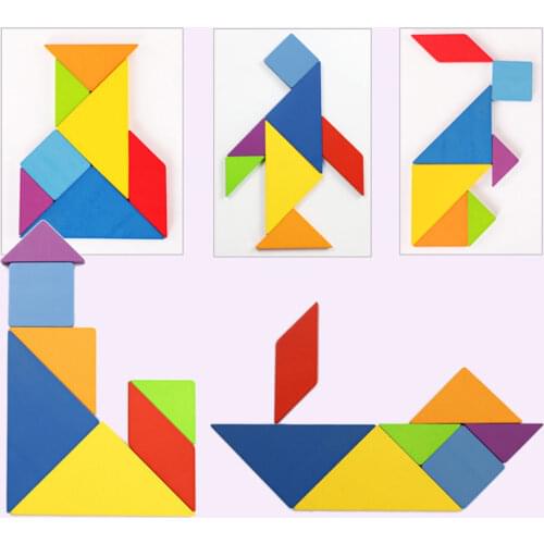 3D Wooden Pattern Animal Jigsaw Puzzle Colorful Tangram Toy Kids Montessori Early Education Sorting Games Toys Children Gift