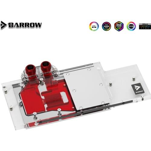 Barrow Full Coverage GPU Water Block For VGA MSI RTX3090 3080 GAMING X TRIO, 5V ARGB 3PIN Motherboard AURA SYNC