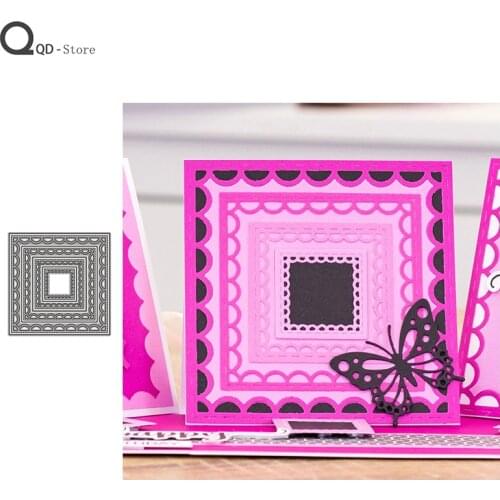Square Pattern Border Cutting Dies Stamps Dies Scrapbooking Mold Cut Handmade Tools DIY Craft Decoration Metal Die Cuts New 2020