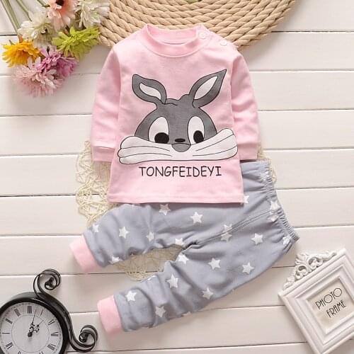 Lollas Autumn New Cartoon Baby Boy Clothing Set Infant Clothes Baby Girls home Clothing Cotton Long Sleeve Baby Clothes