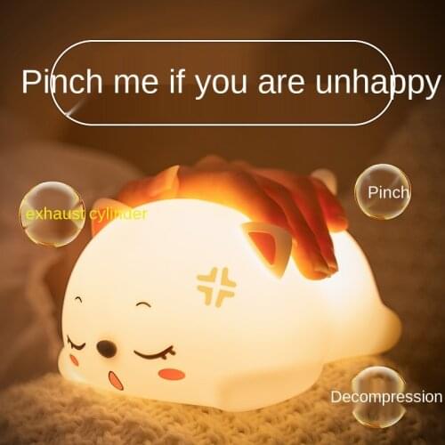 Xiaomi Cute Pat Light Childrens Toys Cat USB Rechargeable Bedside Lamp Decompression Soft Silicone Night Light Gift