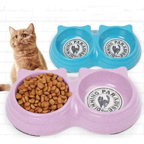 Pet Cat Bowl Plastic Dual-use Non-slip Cat Bowls Double Bowls Pet Food And Water Bowls For Cats Dogs Feeders Cat Bowl Drinking