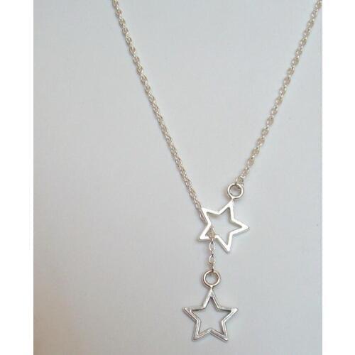 Fashion Jewelry Native Boho-Pretty Twin Star Pendant-Charm Jewelry Vintage Statement Sweater Chain Necklace Q59