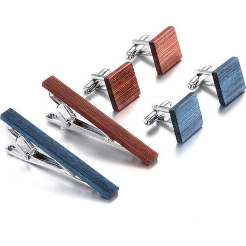 Retro wooden mens business tie clip cufflinks mens mahogany environmentally friendly handmade