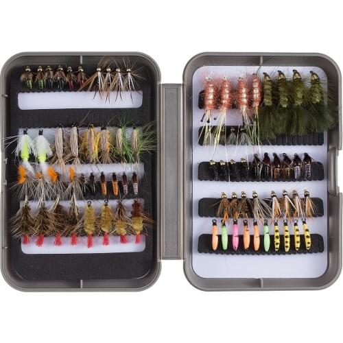Bassdash Fly Fishing Flies Kit Assortment Trout Bass Fishing with Fly Box, 76 pcs with Dry/Wet Flies Nymphs Streamers Popper