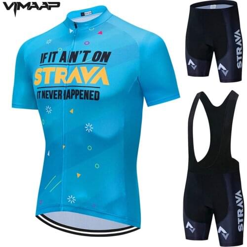 Cycling Set New 2021 STRAVA Men Cycling Clothing MTB Bike Clothes Breathable Anti-UV Road Bicycle Wear Cycling Jersey Set
