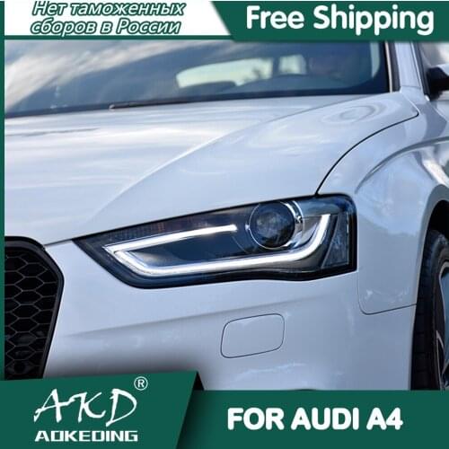 For Car AUDI A4 Headlights 2013-2016 DRL Day Running Light LED Bi Xenon Bulb Fog Lights Car Accessory AUDI A4 Head Lamp