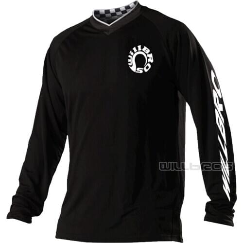 Willbros GP Midnight Jersey Motorbike Long Sleeve Motocross Motorcycle MTB BMX Bike Riding Mens Black T-shirt