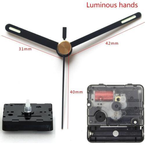 R Plastic quartz clock movement Silent Movement sweep mechanism with 62# short Luminous hands DIY Clock Accessory Kits