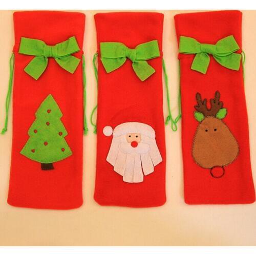 Christmas Decorations For Home Santa Claus Wine Bottle Cover With Bow-Knot Snowman Stocking Gift Holders Xmas Decor