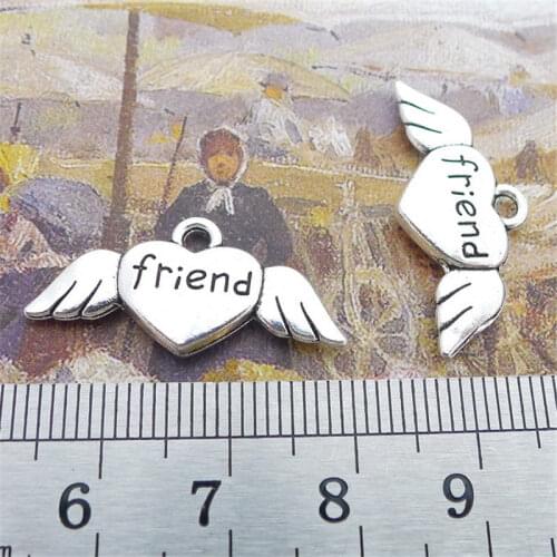 Heart Friend Charm Pendants Jewelry Making Finding DIY Bracelet Necklace Earring Accessories Handmade 5pcs