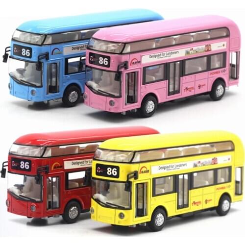Lovely Alloy Tourist Bus Model Pullback Sound Light Car Mobile Vehicle Model Kid Mini Car Toy Figure Children Gift Home Ornament