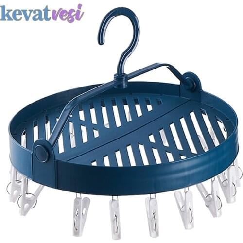 Folding Shoes Clothes Drying Rack with 18 Clips Underwear Socks Baby Clothes Hanger Multifunctional Round Hanger Shoe Hangers