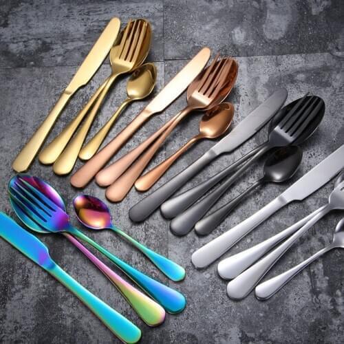 Super Cutlery Set Black Rose Gold Stainless Steel Dinnerware Flatware Set Dinner Knife Fork Spoon for Coffee Dessert Steak