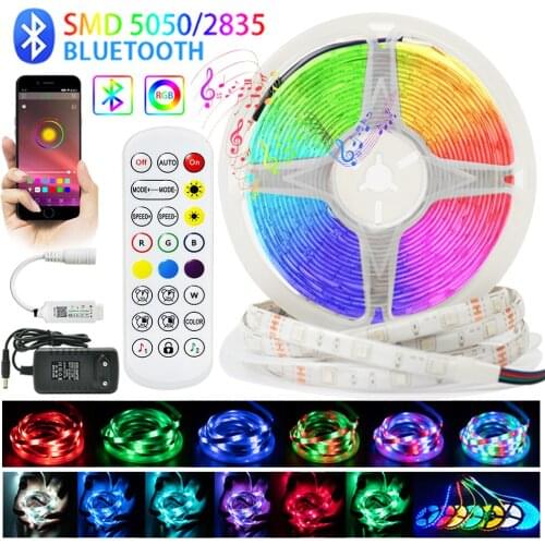 LED Strip Lights Bluetooth Desk kitchen Iuces RGB 5050/2835 Waterproof 12V Flexible Lamp DIY Decoration Tape Ribbon Diode 5M-20M