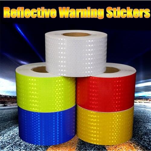 100cmx5cm Car Motorcycle Safety Logo Reflective Warning Tape Sticker Warning Light Protective Film Stickers Strips for Bicycle