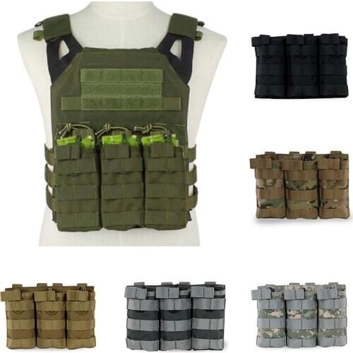 Tactical MOLLE Triple Open-Top Magazine Pouch FAST AK AR M4 FAMAS Mag Pouch Airsoft Military Paintball Equipment Outdoor Hunting