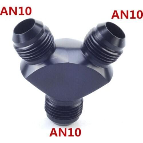 Universal 3-Way Y-Block Fitting Adapter AN6/AN10 6-AN/10-AN Male to 2X AN6/AN10 6-AN/10-AN Male BLACK