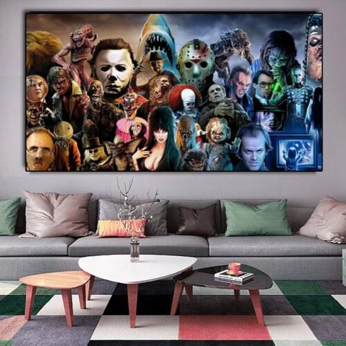 Horror movie thriller character collection poster and canvas wall art living room decoration canvas painting