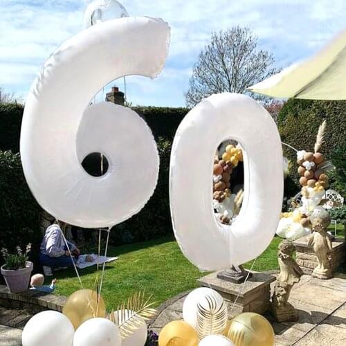 40inch Giant White Number Foil Balloons Happy Birthday Wedding Party Digital Ballon Kids Baby Shower Decoration Large Air Globos