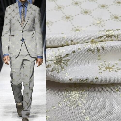 145cm Width Gold wire Flower Polyester Jacquard Fabric For Woman/Man Autumn Winter Dress Skirt Coat Suit DIY Sewing