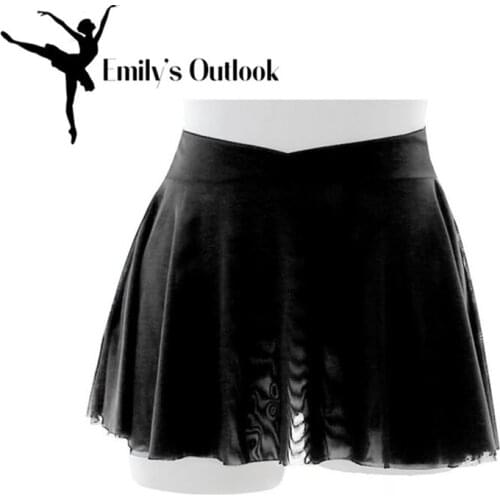 Classical Adult Dance Pull-On Ballet Circle Skirt For Women Solid Mini Skater Skirt High Stretch Plus Size Red