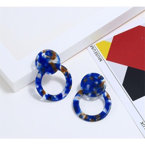 CRLEY New Fashion Vintage Acrylic Round Geometric Drop Earrings For Women Punk Tortoiseshell Top Big Jewelry Accessories