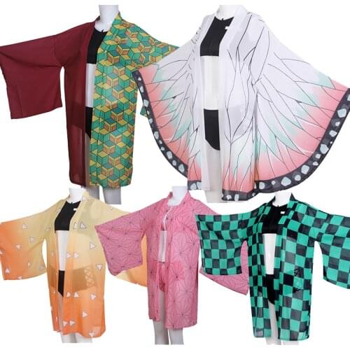 Anime Demon Slayer Swimsuit Kimetsu no Yaiba Cosplay Costume Kochou Shinobu Swimwear Kimono Beach Summer Bathing Suit Women Girl