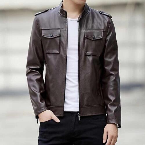 Winter Fall Fashion Mens Stand Collar Black Coffee Green Fleece Warm Pu Leather Jacket Coat , Men Spring 6xl Coats and Jackets