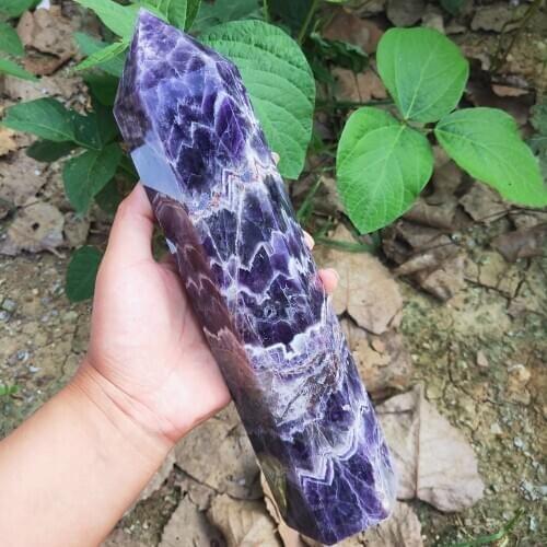 1.9kg Natural Dream amethyst Quartz tower purple Crystal wand Point Healing Home Decoration