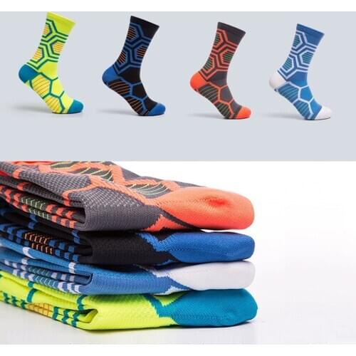 1 Pair Cotton Mid-Calf Socks Breathable Compression Socks Sweat-absorbent Socks for Cycling Running Gym Workout Fitness