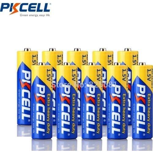10Pcs PKCELL AA Battery Super Heavy Duty R6P UM3 MN1500 E91 1.5V 105min Baterai Kering Tugas Super Berat For Clock