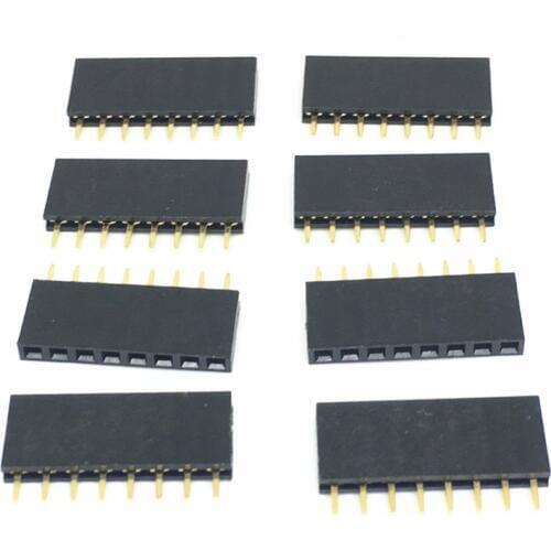 100PCS 1x8 Single Row 8 Pins PCB Socket Female Header 2.54mm 8 Pin 8Pin 3mm Length of Pin DIY