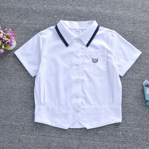 2018 JK Leaves embroidery Chest pocket Blue side shirt Short sleeve white short Shirt SUMMER