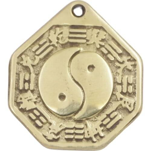 30mmX35mm Golden Bagua mirror Feng Shui Mirror Brass Good Lucky Pendant