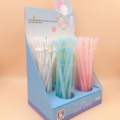 48pcs Creative Stationery Student Pen Long Eared Rabbit Gel Pen Full Needle Black Ink Pen School Supplies Office Supplies 0.5mm