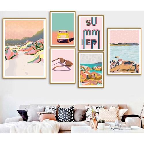 Abstract Sea Beach Stone Car Forest Quote Wall Art Canvas Painting Nordic Posters And Prints Wall Pictures For Living Room Decor