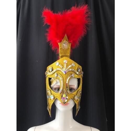 Latin dance Samba accessories Fashion exquisite headdress feathers Delicate dance shows accessories Male female knight helmet