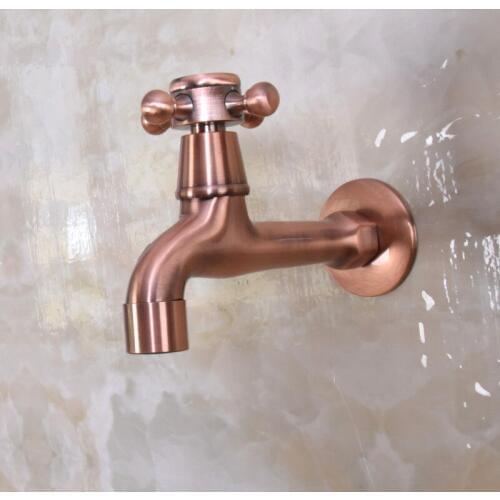 Antique Red Copper Brass Single Cross Handle Kitchen faucet wall mounted Laundry bathroom Mop Water Tap aav304