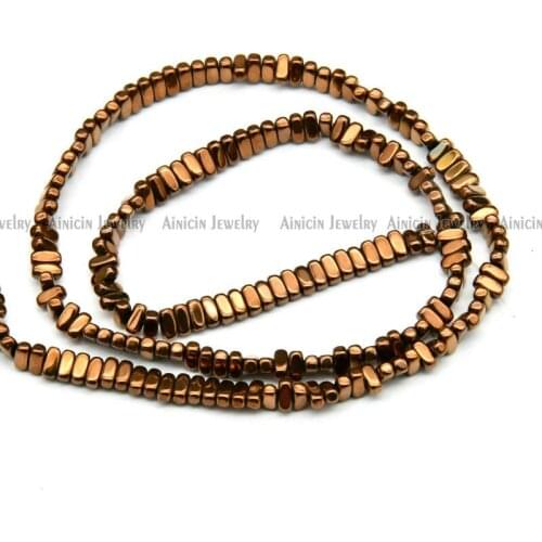 Purple Bronze Color Plating Rectangular Solid Shape Center Hole Cuboid Hemattie Beads For DIY Jewelry Making 10pcs/lot